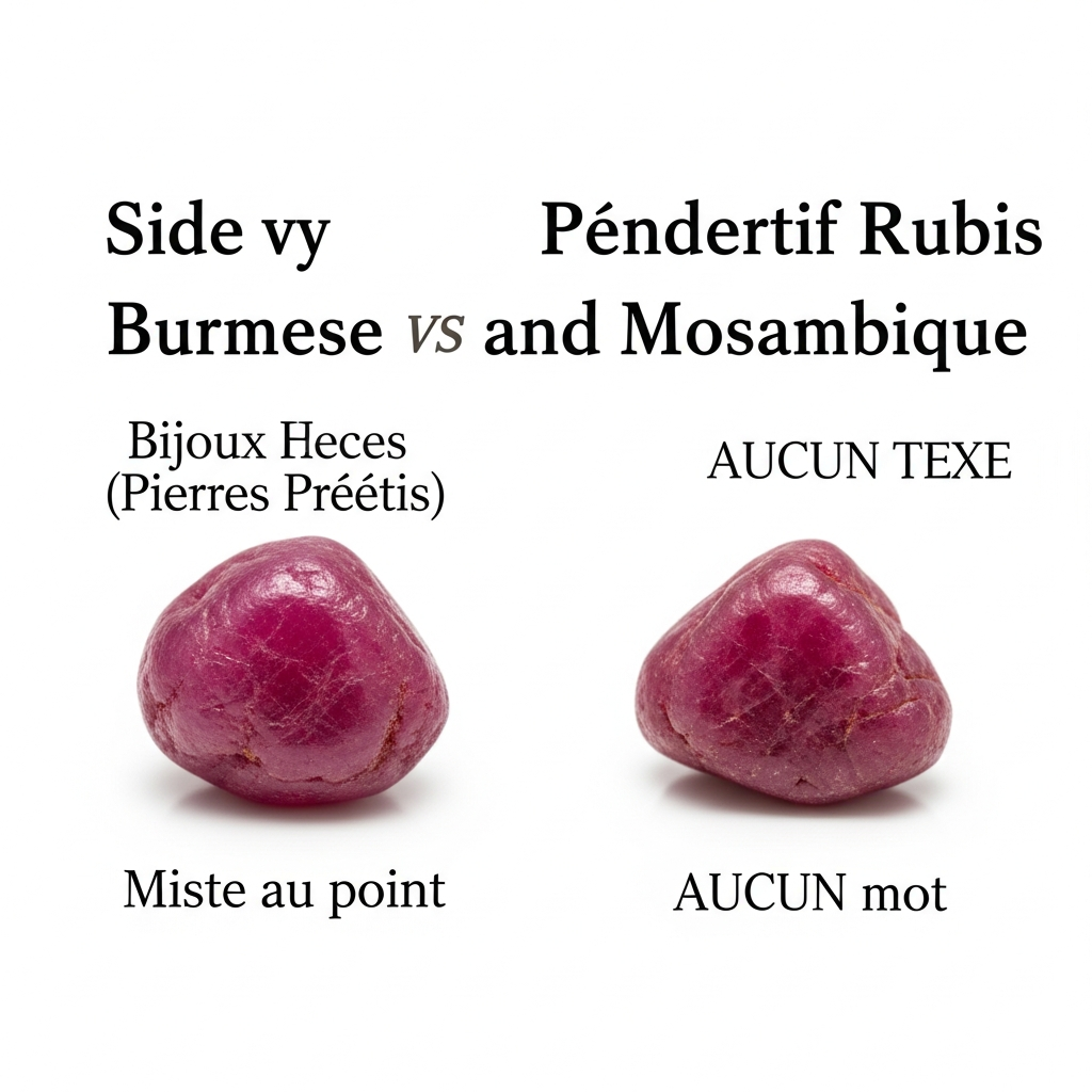Comparaison rubis birmans et mozambicains sous lumière naturelle